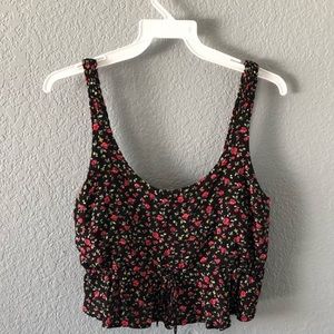 Black Floral Crop Top